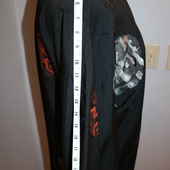 Japanese Haori Jacket - Antique Haori Silk Kimono Jacket Black - Picture 13 of 16